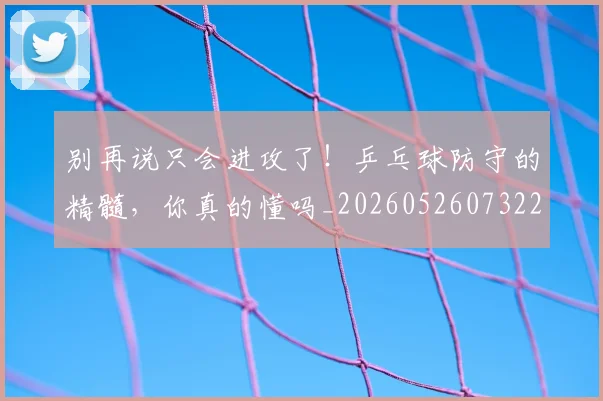 别再说只会进攻了！乒乓球防守的精髓，你真的懂吗_20260526073223